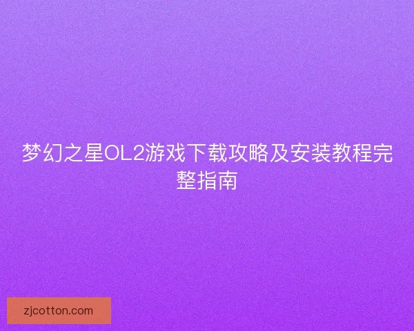 梦幻之星OL2游戏下载攻略及安装教程完整指南