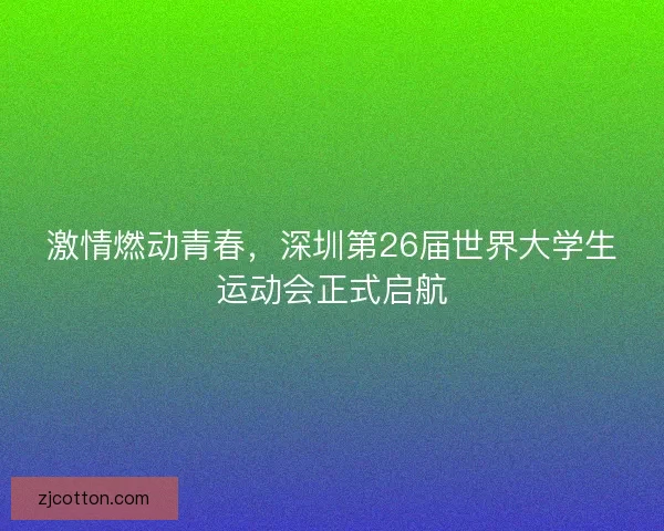 激情燃动青春，深圳第26届世界大学生运动会正式启航