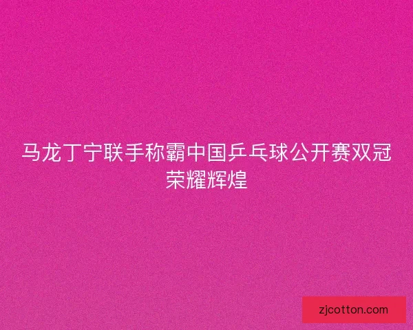 马龙丁宁联手称霸中国乒乓球公开赛双冠荣耀辉煌