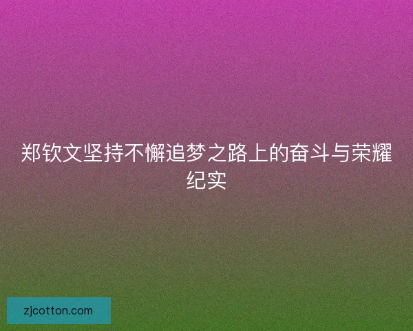郑钦文坚持不懈追梦之路上的奋斗与荣耀纪实
